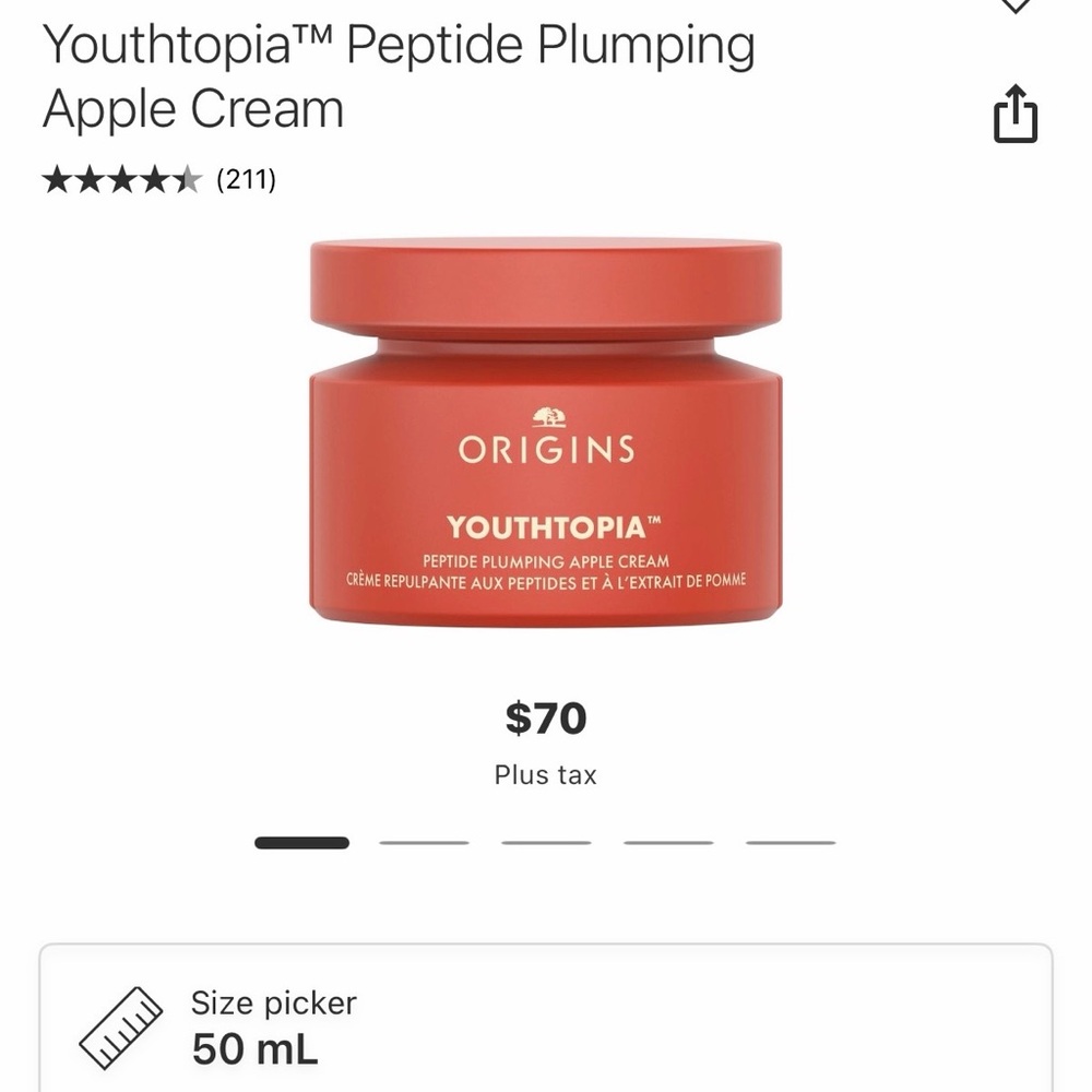 BNIB, Origins Youthtopia Peptide Plumping Apple Cream, Moisturizer